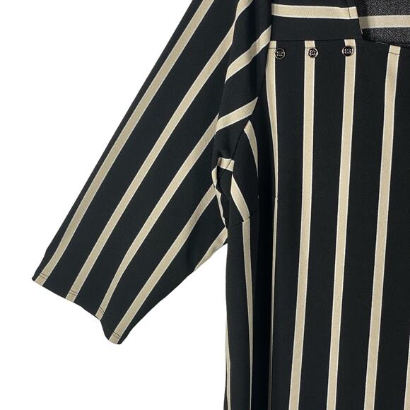 Adrianna Papell Square Neck Top Shirt Plus Sz 1X Black Tan Stripes Office Work - Picture 5 of 10
